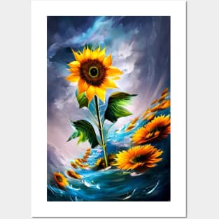 Dramatic sunflowers artwork Posters and Art